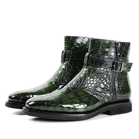 green crocodile boots